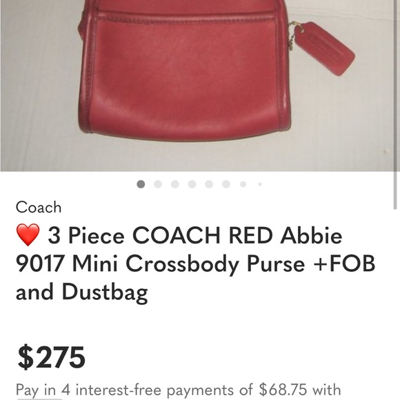 🚨VINTAGE 1997 COACH ABBIE RED LEATHER ZIP CLOSURE CROSSBODY - Picture 17 of 17